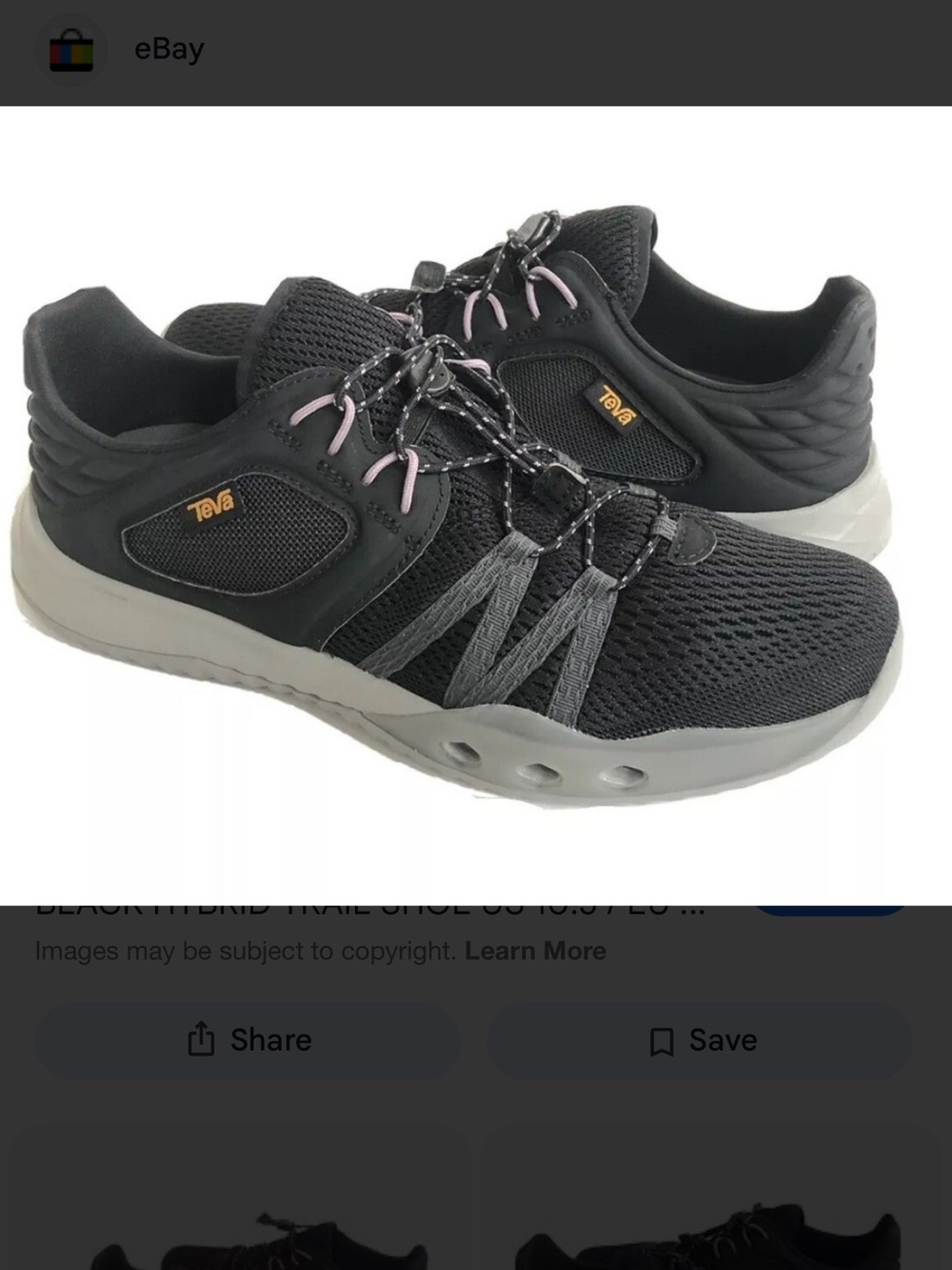 TEVA WOMEN TERRA-FLOAT CHURN BLACK HYBRID TRAIL SHOE US 8